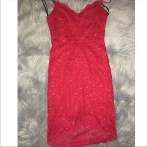 Red lace cocktail dress